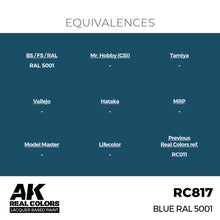 Load image into Gallery viewer, AK Interactive RC817 Real Colors Blue RAL 5001 17ml