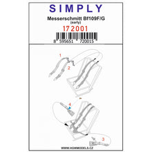 Load image into Gallery viewer, HGW 1/72 German Bf109F/G Transfer Film Seatbelts (2) 172001
