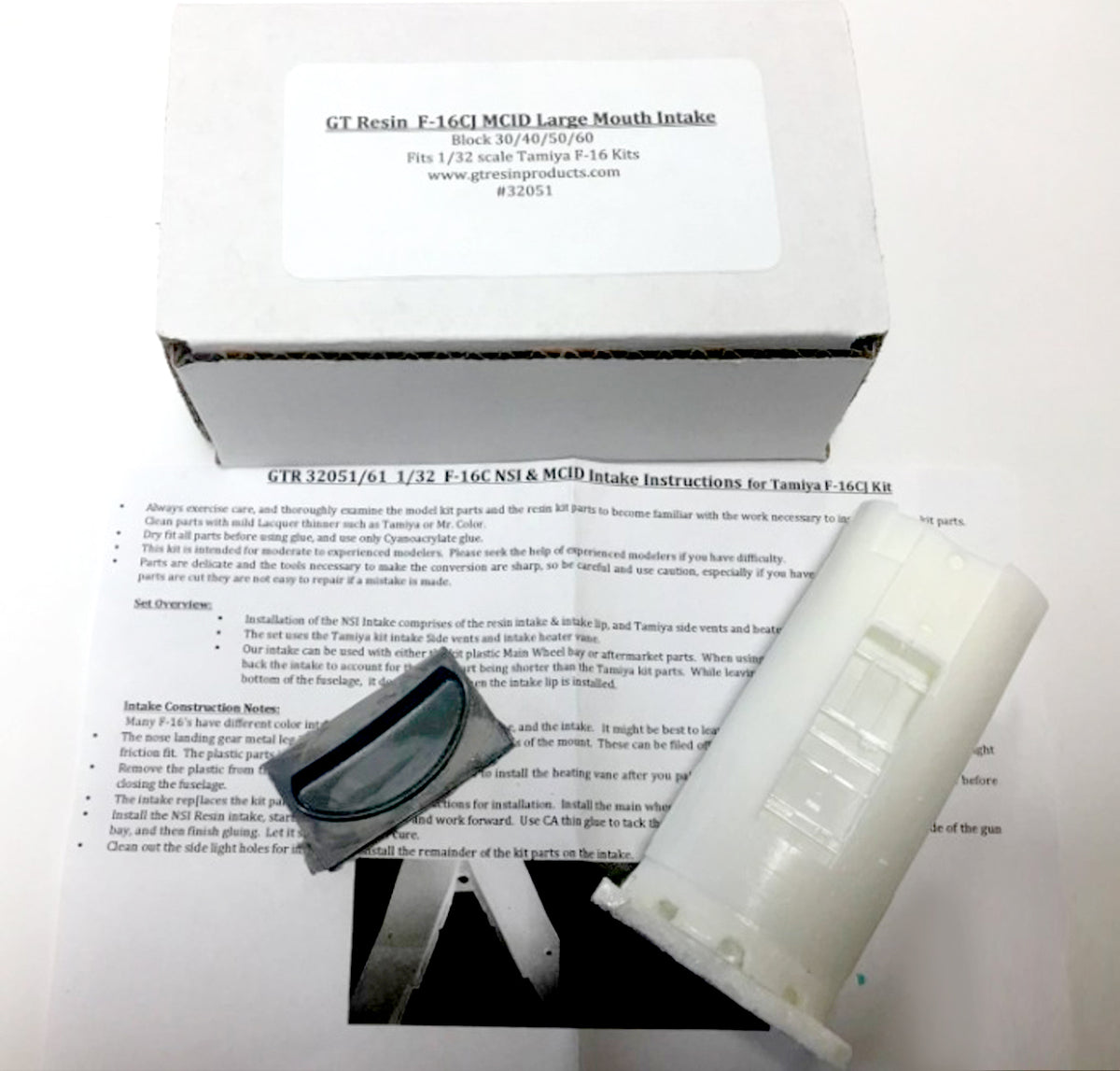GT Resin 1/32 F-16CJ MCID Large Mouth Intake (for Tamiya kit) 32051 ...
