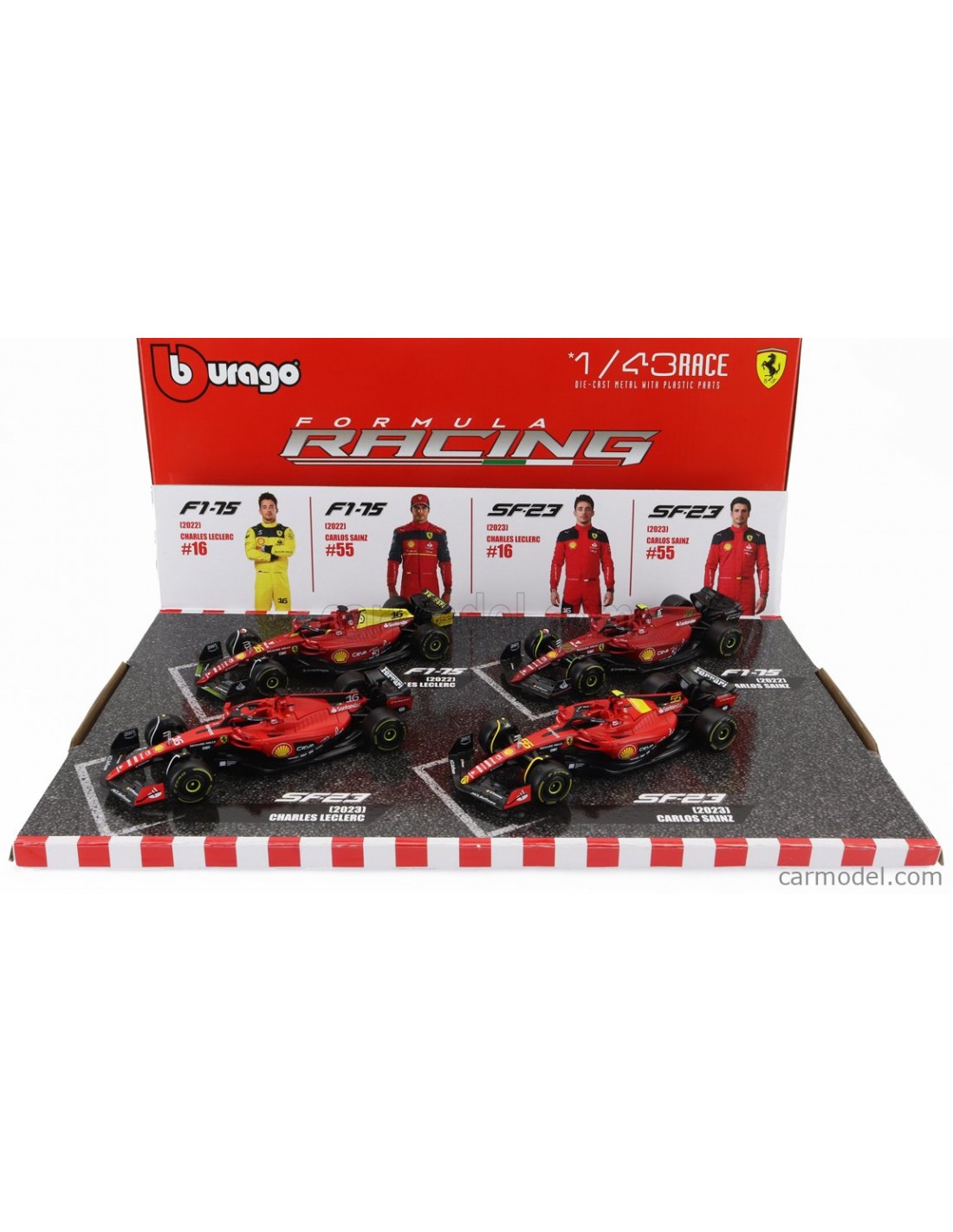 Bburago 1/43 Ferrari F1 Set SF23 F1-75 2022 2023 GP MONZA1/43 BU36848-PACK SALE