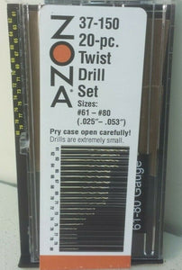 Zona 37-150 20pc. High Speed Twist Drill Set Sizes #61-#80 (.025" - .053")