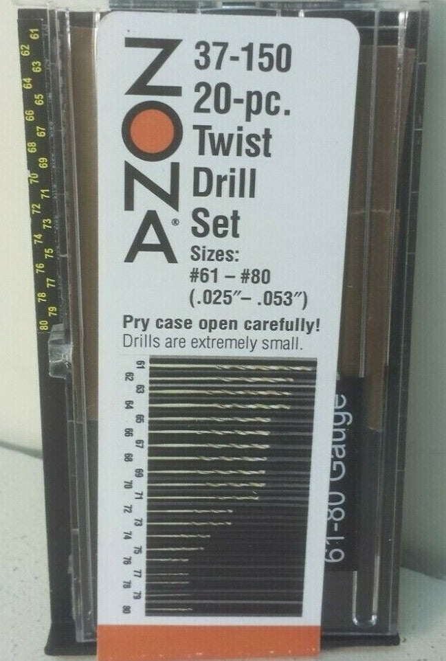 Zona 37-150 20pc. High Speed Twist Drill Set Sizes #61-#80 (.025