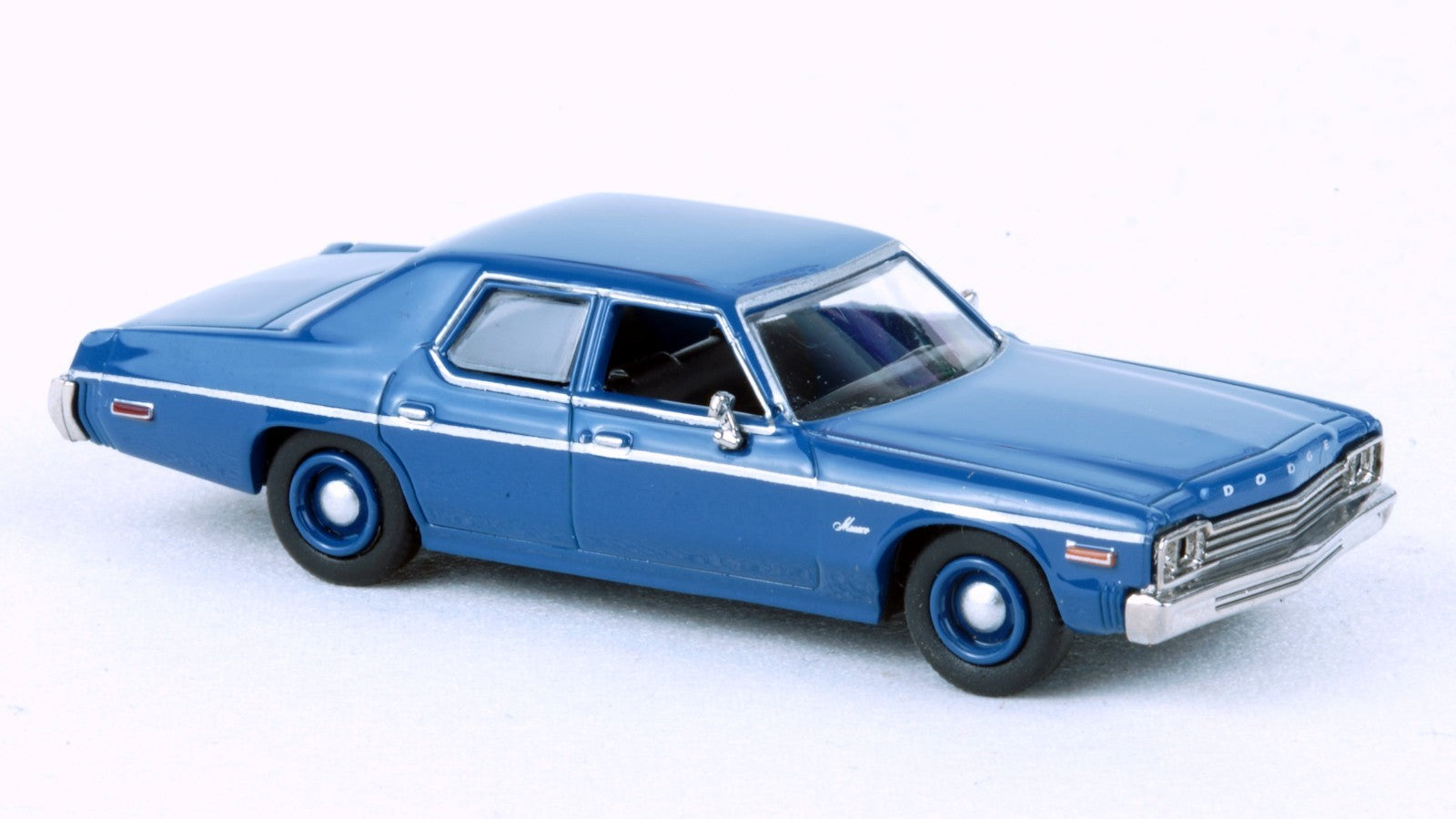 Brekina 18156 - 1970s Dodge Monaco - Assembled Massachusetts State Police (2-Tone Blue) - HO Scale - Midwest Model Railroad