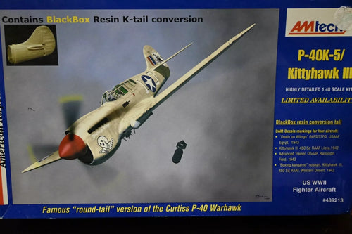 AMTech 1/48 US P-40K-5 Kittyhawk III w/ Blackbox Resin Tail Ltd. Ed. RARE 48921C