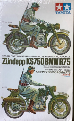 Tamiya 1/35 German Zundapp KS 750 & BMW R-75 Motorcycles 35023
