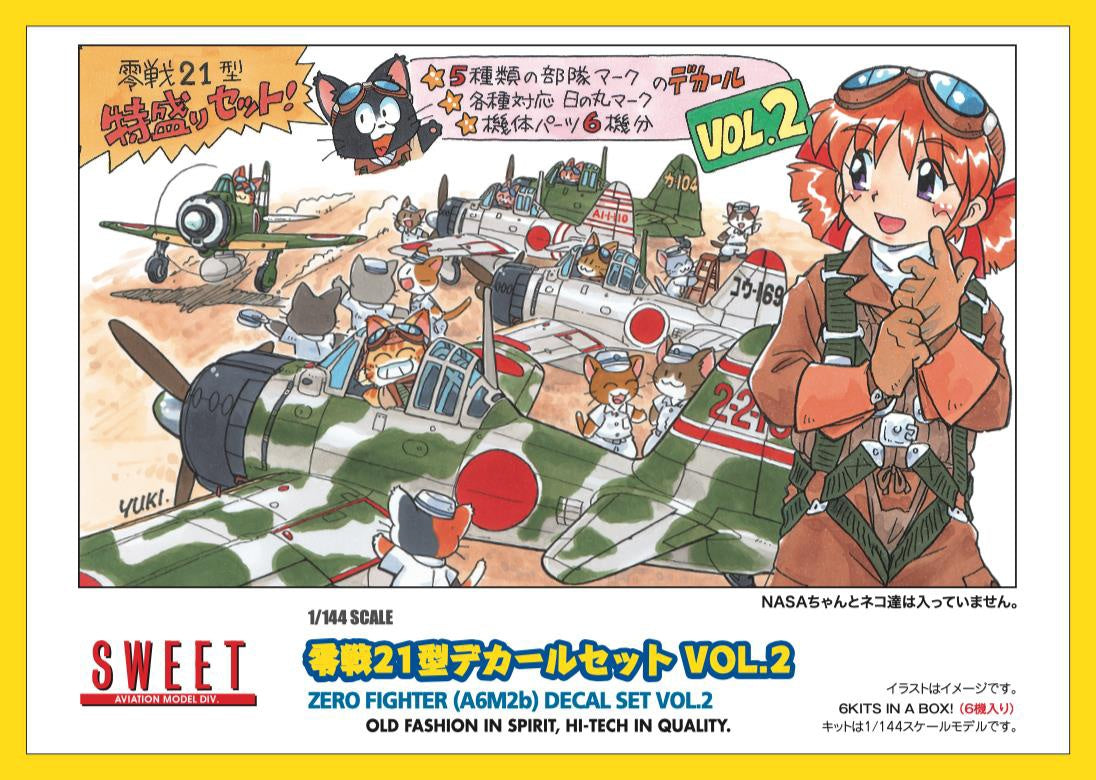 Sweet 1/144 Japanese Zero Fighter (A6M2b) Decal Set VOL.2 ( 6 Kits ) SWTNASA-800