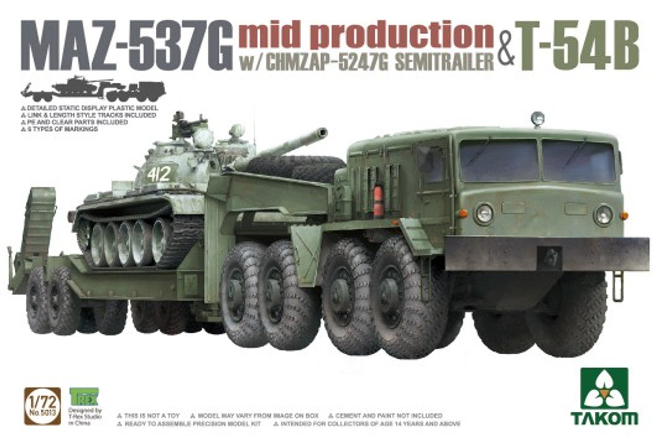 Takom 1/72 MAZ-537G Mid Production CHMZAP 5247G Trailer W/T-54B 5013