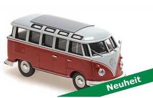 Minichamps Maxichamps 1/43 - VW Samba Bus 1961 Gris/rouge - NEUF Sous Blister