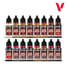 Load image into Gallery viewer, Vallejo Game Color 72.189 Leather and Metal Paint Set (16) 18ml