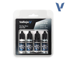 Load image into Gallery viewer, Vallejo True Metallic 77.251 Sterling Silver Set 4 x 18ml