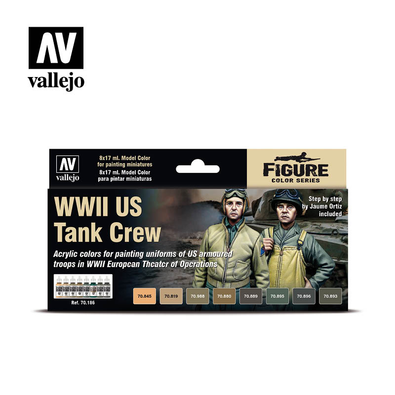 Vallejo 70.186 US WWII Tank Crew Set 17ml (8 bottles)