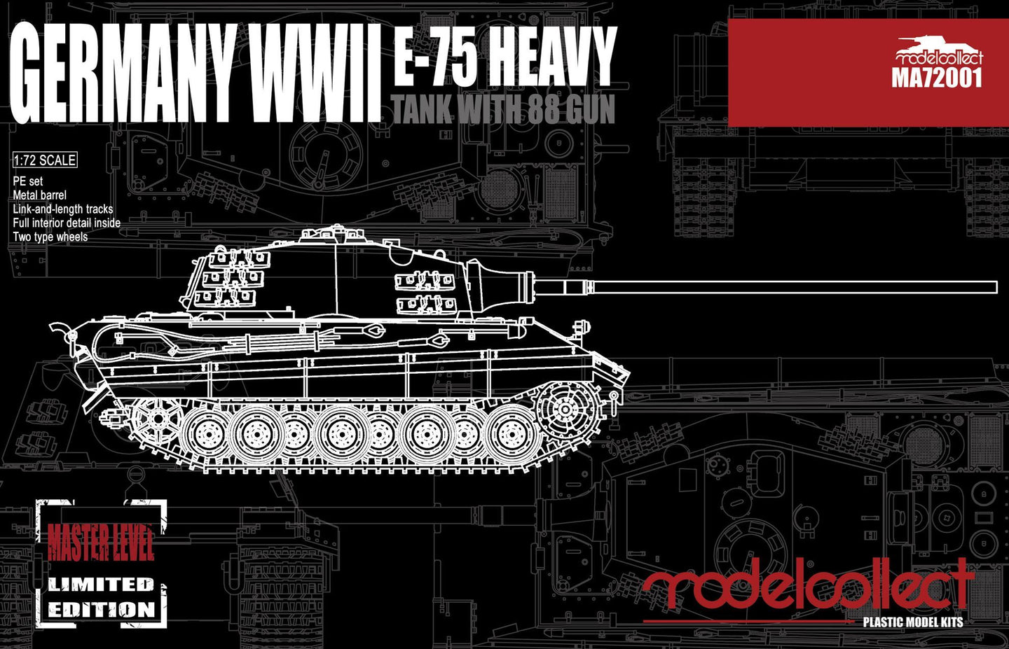 Modelcollect 1/72 German E-75 Heavy w/ 88mm Gun MA72001