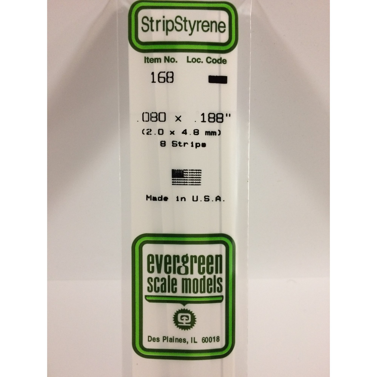 Evergreen 168 Styrene Plastic Strips 0.080