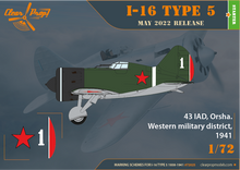 Load image into Gallery viewer, Clear Prop 1/72 Russian I-16 type 5 (1938-1941) CP72025