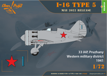 Load image into Gallery viewer, Clear Prop 1/72 Russian I-16 type 5 (1938-1941) CP72025