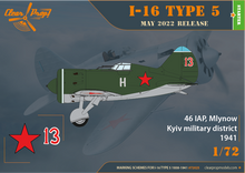 Load image into Gallery viewer, Clear Prop 1/72 Russian I-16 type 5 (1938-1941) CP72025