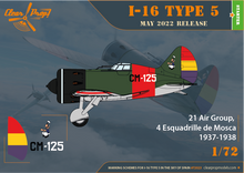Load image into Gallery viewer, Clear Prop 1/72 Russian I-16 type 5 (in the sky of Spain) CP72023