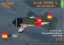 Load image into Gallery viewer, Clear Prop 1/72 Russian I-16 type 5 (in the sky of Spain) CP72023