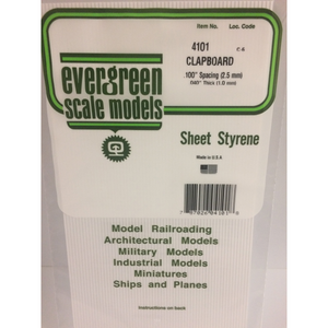 Evergreen 4101 Styrene Plastic Clapboard 0.100"x 12"x 6" (1)