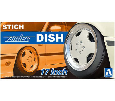 Aoshima 1/24 Rim & Tire Set (104) Stich Zauber Dish 17