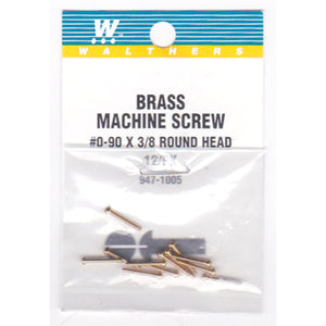Walthers 947-1005 #00-90 Brass Round Head Machine Screw 3/8" x .047" (12)