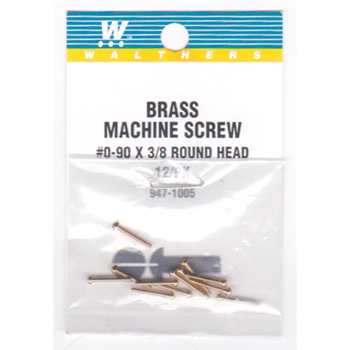 Walthers 947-1005 #00-90 Brass Round Head Machine Screw 3/8