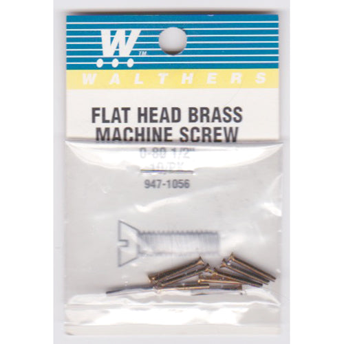 Walthers 947-1056 #0-80 Brass Flat Head Machine Screws 1/2 x .060