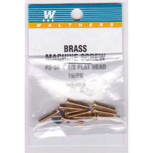 Walthers 947-1076 #2-56 Brass Flat Head Machine Screws 1/2 x .086" (10)
