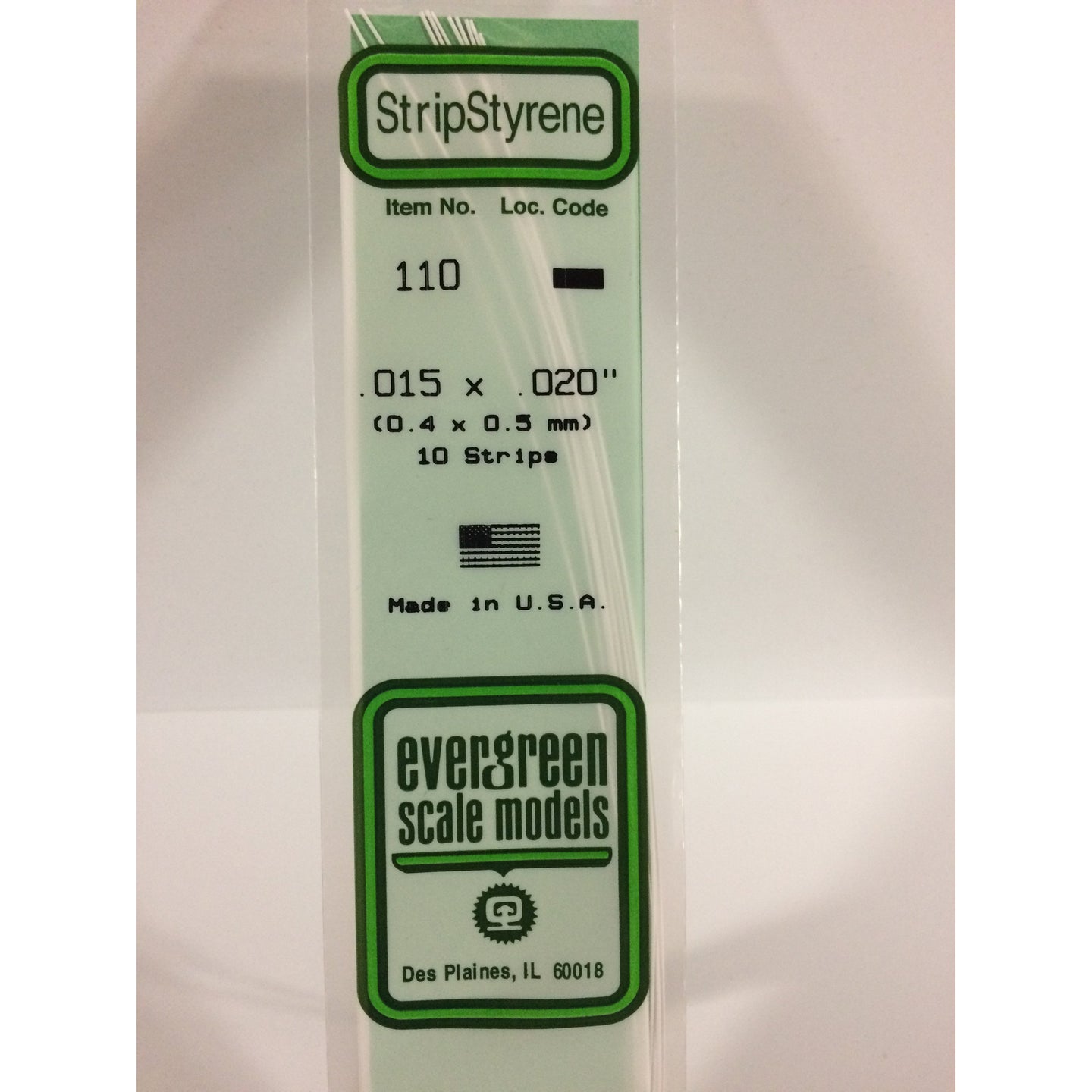 Evergreen 110 Styrene Plastic Strips 0.015