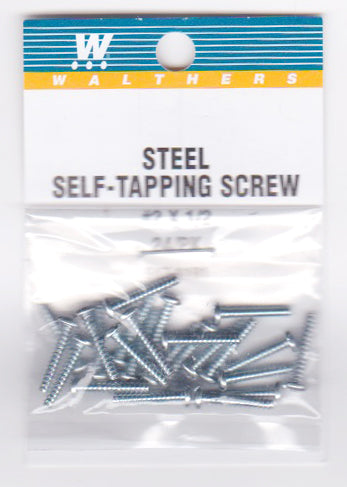 Walthers 947-1191 #2 Self-Tapping Steel Sheet Metal Screws 1/2