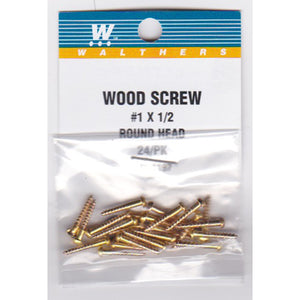 Walthers 947-1197 #1 Brass or Brass-Plated Wood Screws 1/2 x .073" (24)
