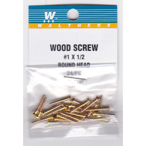 Walthers 947-1197 #1 Brass or Brass-Plated Wood Screws 1/2 x .073