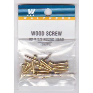 Walthers 947-1199 #2 Brass or Brass-Plated Wood Screws 1/2 x .086" (24)