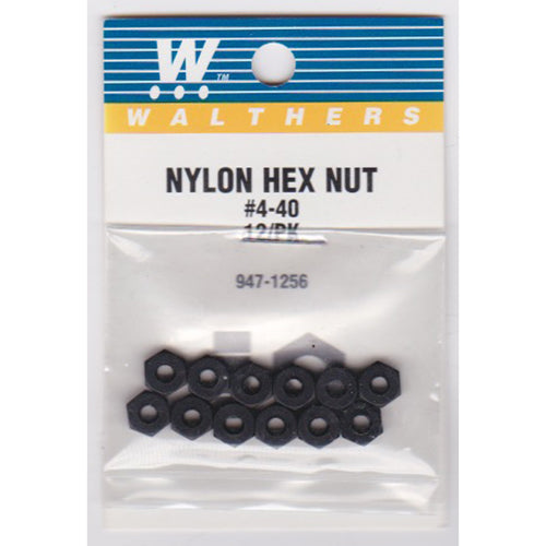 Walthers 947-1256 #4-40 Nylon Hex Nuts Pkg(12)