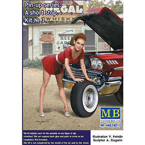 MasterBox 1/24 PIn Up Series: A Short Stop Figure 3 Girl With Tire 24017