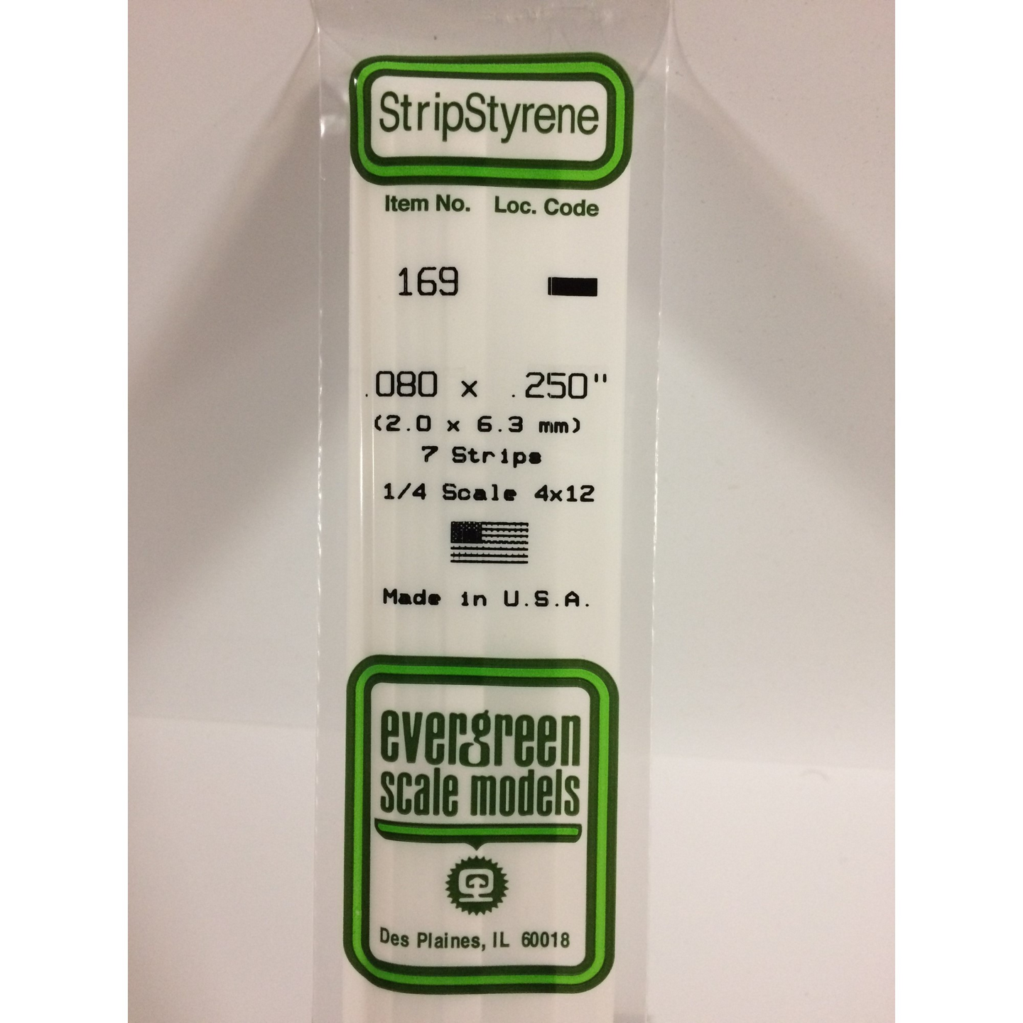 Evergreen 169 Styrene Plastic Strips 0.080