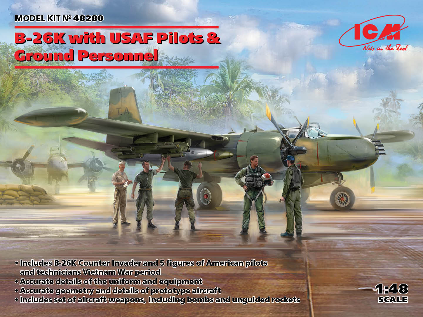 ICM 1/48 USAF B-26K Counter Invader Vietnam War w/ Pilots and