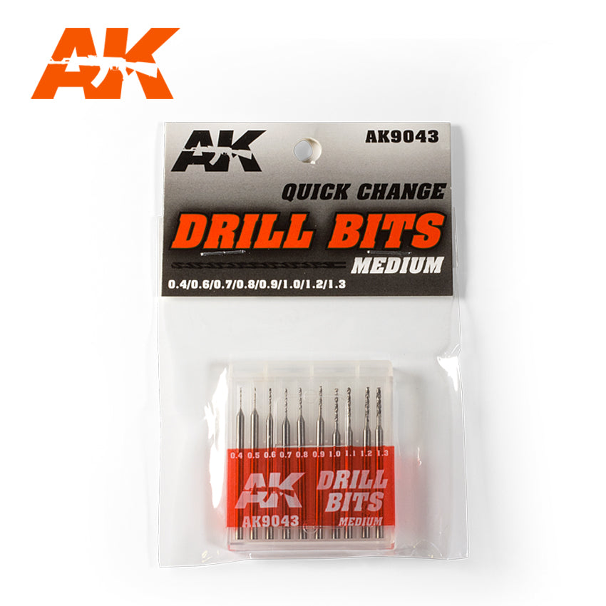 AK Interactive AK9043 Quick Change Drill Bits 0.4mm to 1.3mm (10)