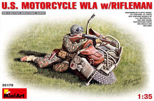 Load image into Gallery viewer, Miniart 1/35 US Motorcycle WLA w/ Rifleman 35179