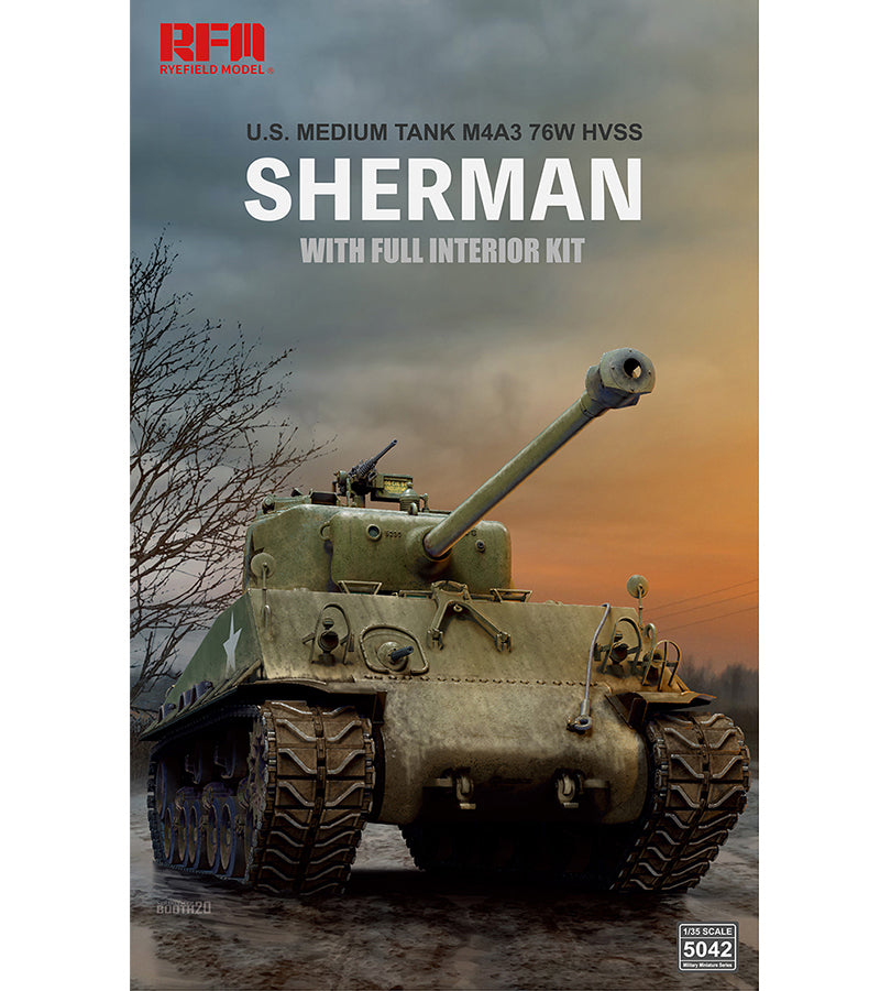 Ryefield Models 1/35 US M4A3 76W HVSS Sherman w/ Full Interior