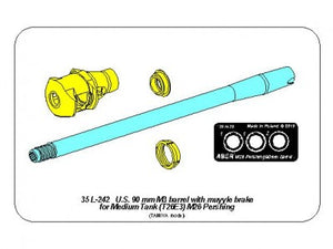 Aber 1/35 U.S 90 mm M3 Barrel With Muzzle Brake For T26E3 Pershing 35 L-242