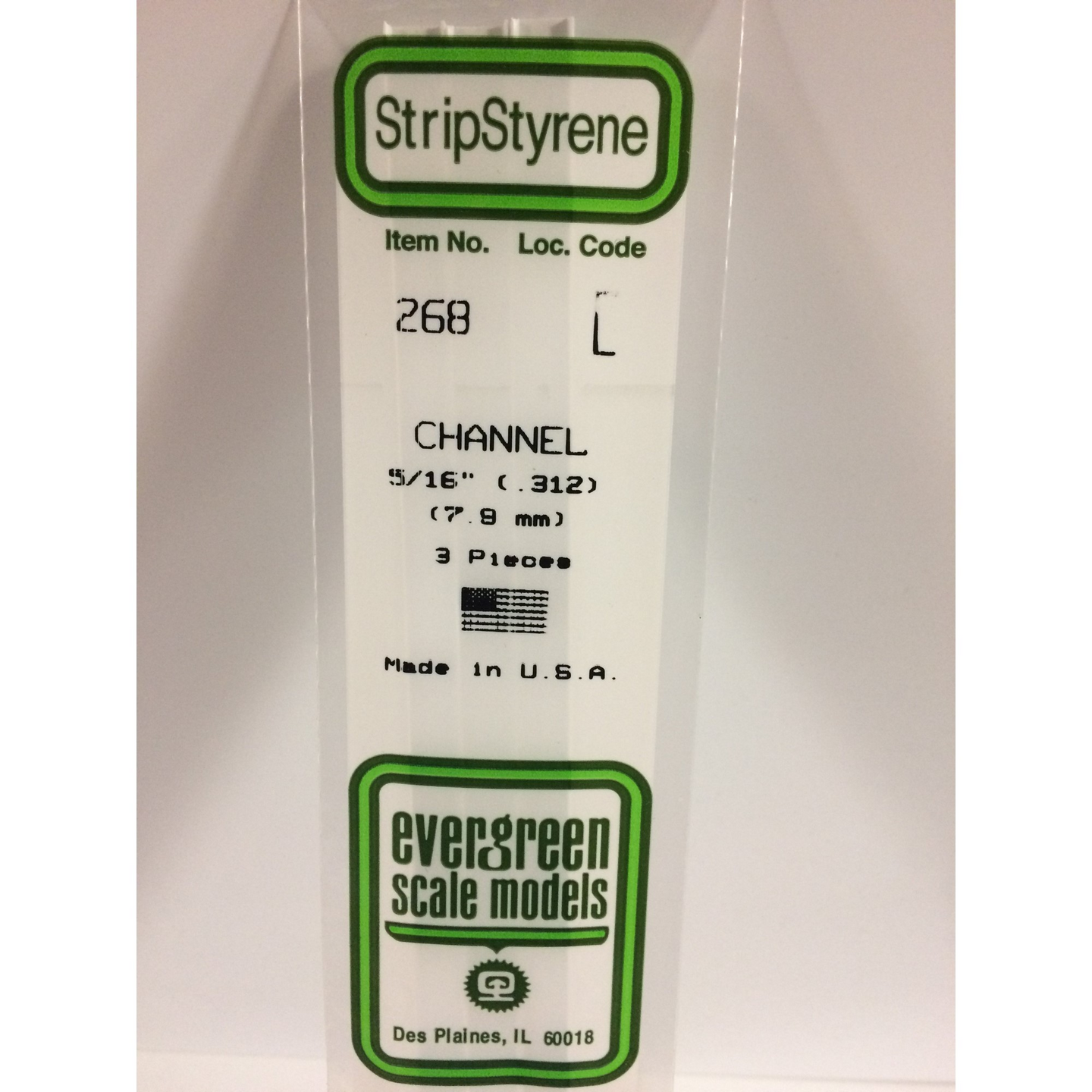 Evergreen 268 Styrene Plastic Channel 0.312