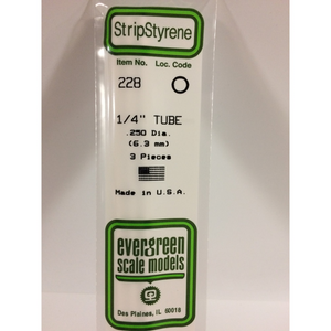 Evergreen 228 Styrene Plastic Tube 1/4"  0.250" x 14" (3)