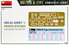 Load image into Gallery viewer, MiniArt 1/35 British B-Type Armoured Lorry 39006