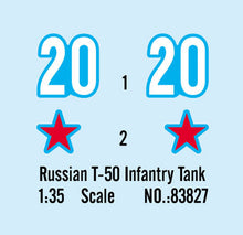 Load image into Gallery viewer, HobbyBoss 1/35 Russian T-50 Infantry Tank 83827'