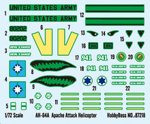 Load image into Gallery viewer, HobbyBoss 1/72 US AH-64A Apache 87218