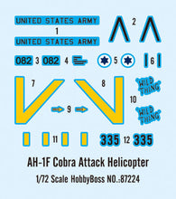 Load image into Gallery viewer, HobbyBoss 1/72 US AH-1F Cobra Attack Helicopter 87224
