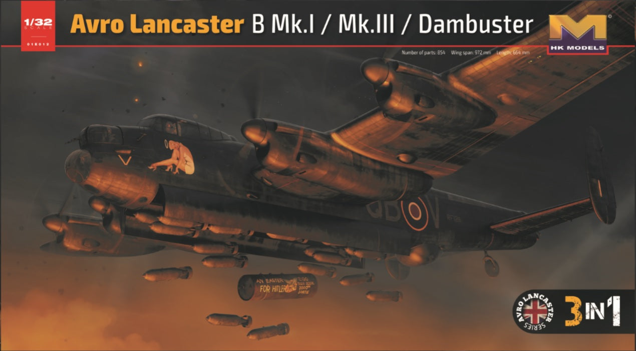HK Models 1/32 British Lancaster B.Mk.I/Mk.III/Dambuster 3-in-1 Kit 01E012