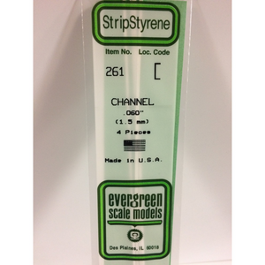 Evergreen 261 Styrene Plastic Channel 0.060"  1.5mm x 14" (4)