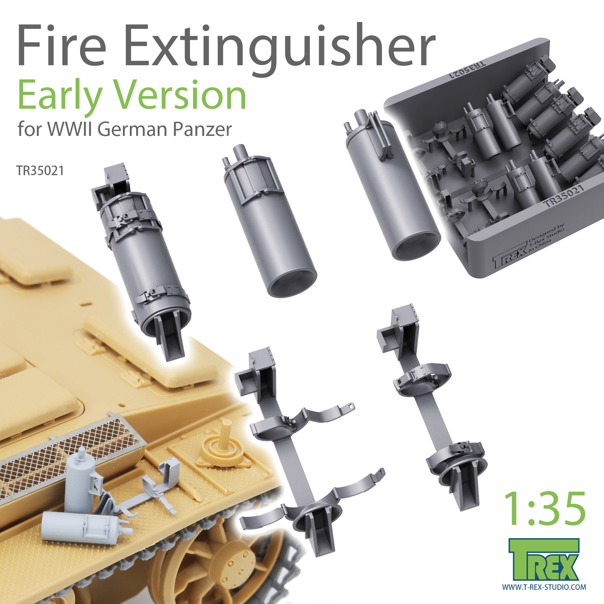 Trex 1/35 German WWII Fire Extinguisher Early Version 3D Printed